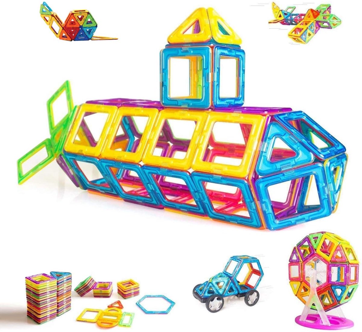 Magnetische Bouwstenen 95Pcs Magnetische Bouwblokken Magneet Speelgoed Magnetisch Speelgoed Constructie Magneten Blokken Bouwen Bouwset Blocks Cadeau voor Kinderen Jongen Meisje 3 4 5 6 7 Jaar