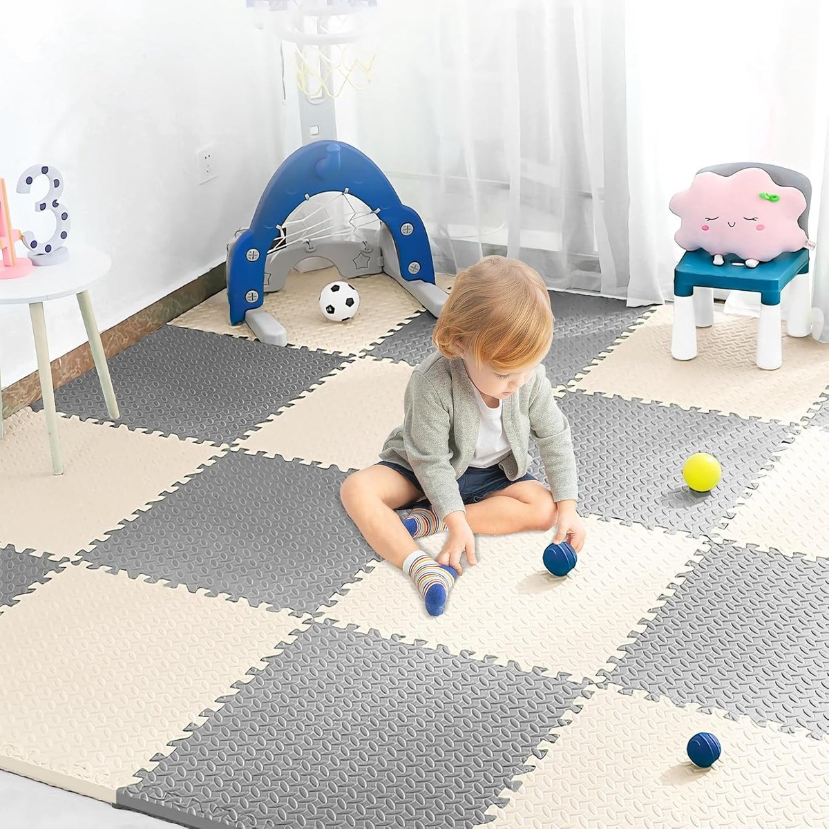 Puzzelmat, 20 stuks, puzzelmat, babyvloermat, kruipmat PE-schuim, zachte en veilige puzzelmatten, antislip en slijtvast, 30 x 30 x 1 cm