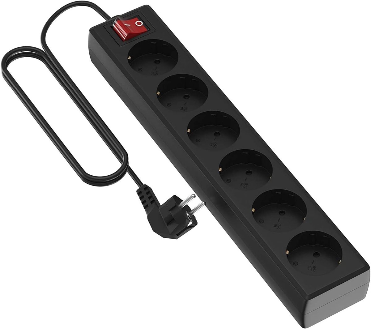Power Basic stekkerdoos 6-voudige Schuko kabel 3 meter zwart