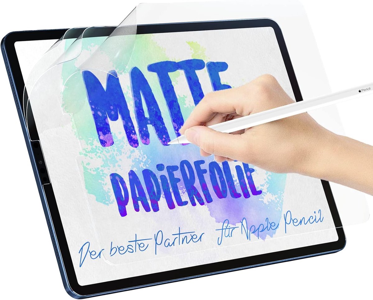 [3 stuks] Papierfolie voor iPad Pro 12,9 inch (2021/2020/2018), matte papierfolie, beschermfolie, schrijffolie, displaybescherming, feel like papier, mat, PET-folie, schermbeschermer