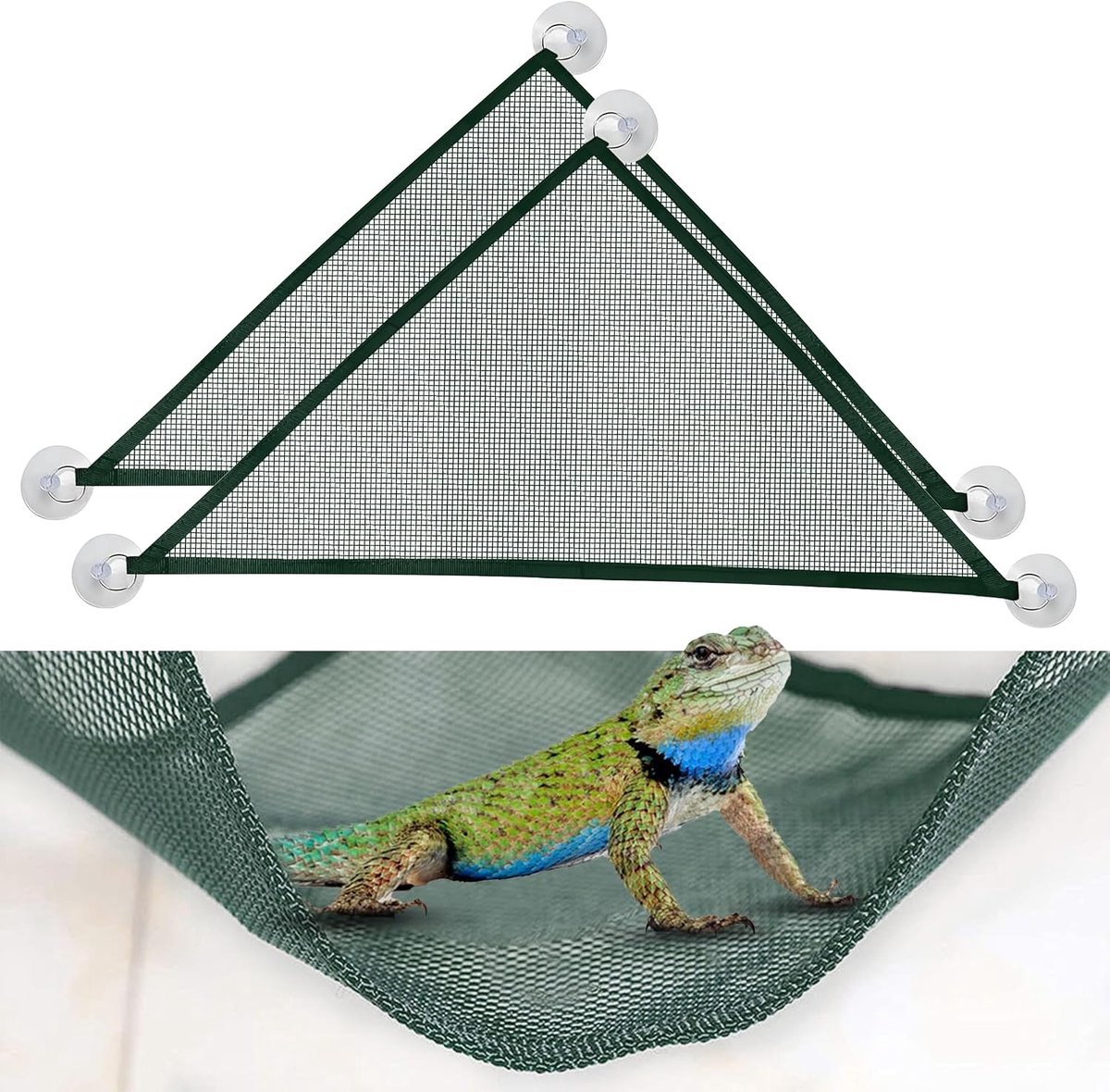 2 stuks baardagaam hagedis hangmat, gekko's hangmat, ademend mesh reptiel hangmat, geschikt voor grote en kleine baardagamen, anole gekko's hagedissen of slangen (groen)
