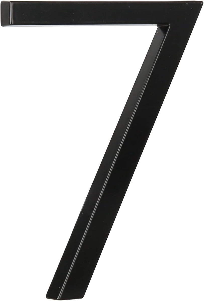 5" (12 cm) zwevend huisnummer voor buiten – Modern adresbord van zinklegering voor tuin, straat en brievenbus (7, Zwart)