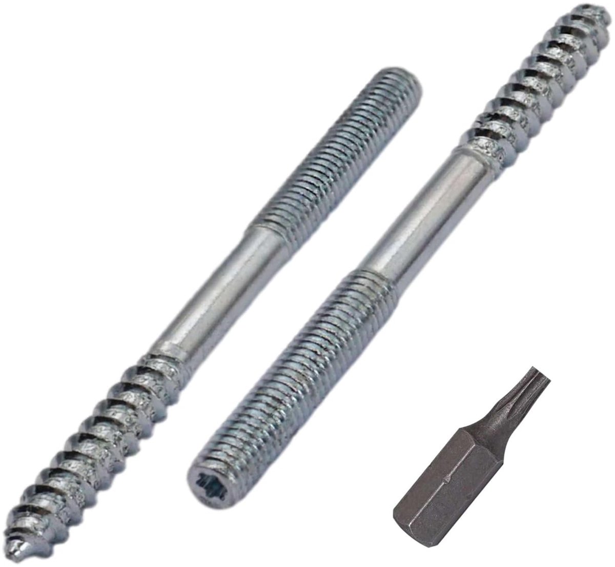 Stokschroeven M6 x 80 mm, plugschroeven met dubbele draad, dubbele kopbouten