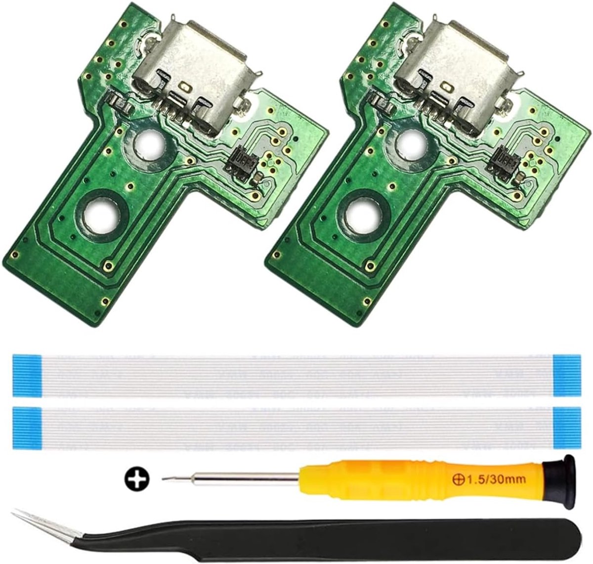 Vervangende Micro USB-oplaadpoort Adapter Reparatieonderdeel Lader Socket Circuit Board met 12-Pins Flex Kabel en Led-licht voor Sony voor Playstation voor PS4 Draadloze