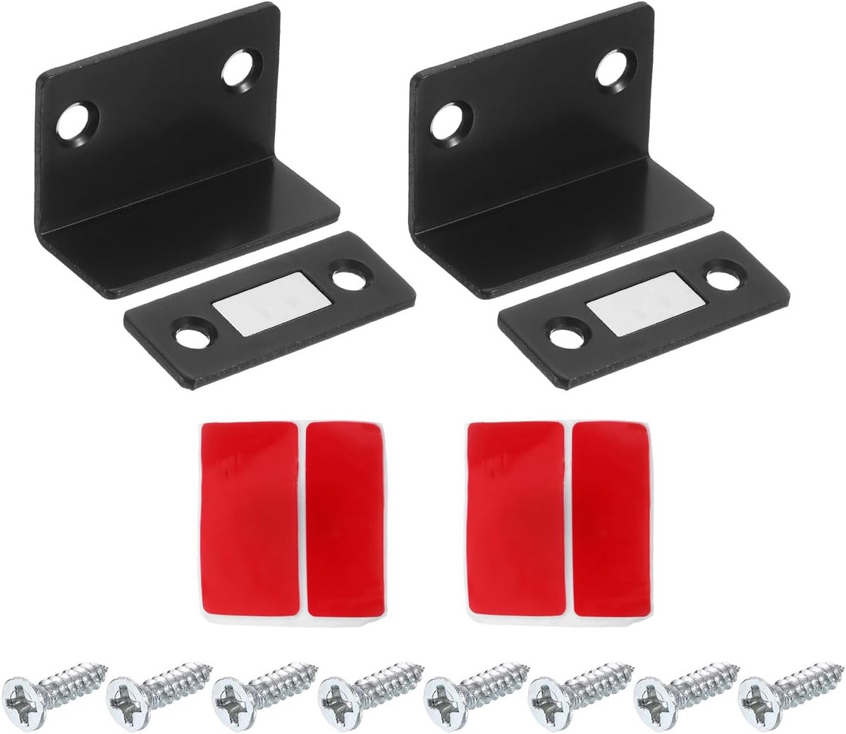 Magnetische sluiting voor kast, verpakking met 2 magnetische stickers voor kastdeuren, magnetische laden voor keuken en kast om de lade gesloten te houden, zwart