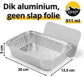 Aluminiumbakje 911L met deksel 100 Stuks | 200x135mm | 901 cc | Prep meal | Fitness | Salade | Maaltijd | Take Away | Aluminium bakjes wegwerp | Aluminium bakjes met deksel | Aluminium wegwerp bakjes | Kapsalon bakjes | Met video