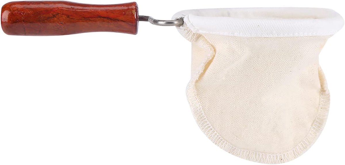 Herbruikbare Filters, Yctze Colador de Cafe, Stolsel Herbruikbare Wasbare Wasbare Doek Handgemaakte Koffiefilter Zeef met Houten Handvat (S)