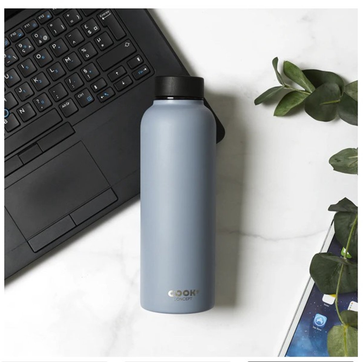 Waterfles/ drinkfles/ warm/koud drinkfles/ thermofles van Cook met infuser 500 ml/ 50cl kleur lichtgrijs