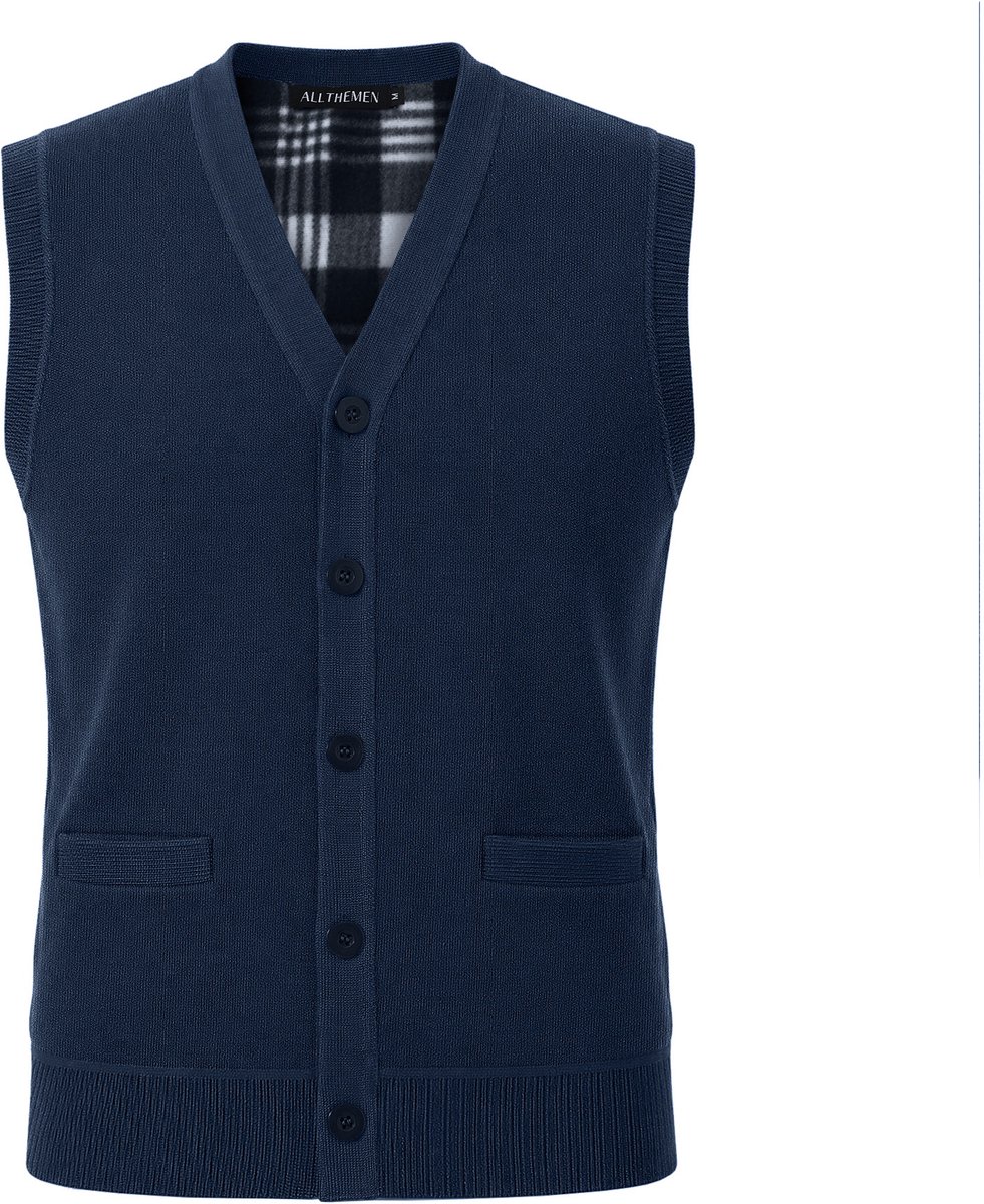 ALLTHEMEN Heren Spencer V-Hals Gebreid Vest Met Knopen Warm - 3XL