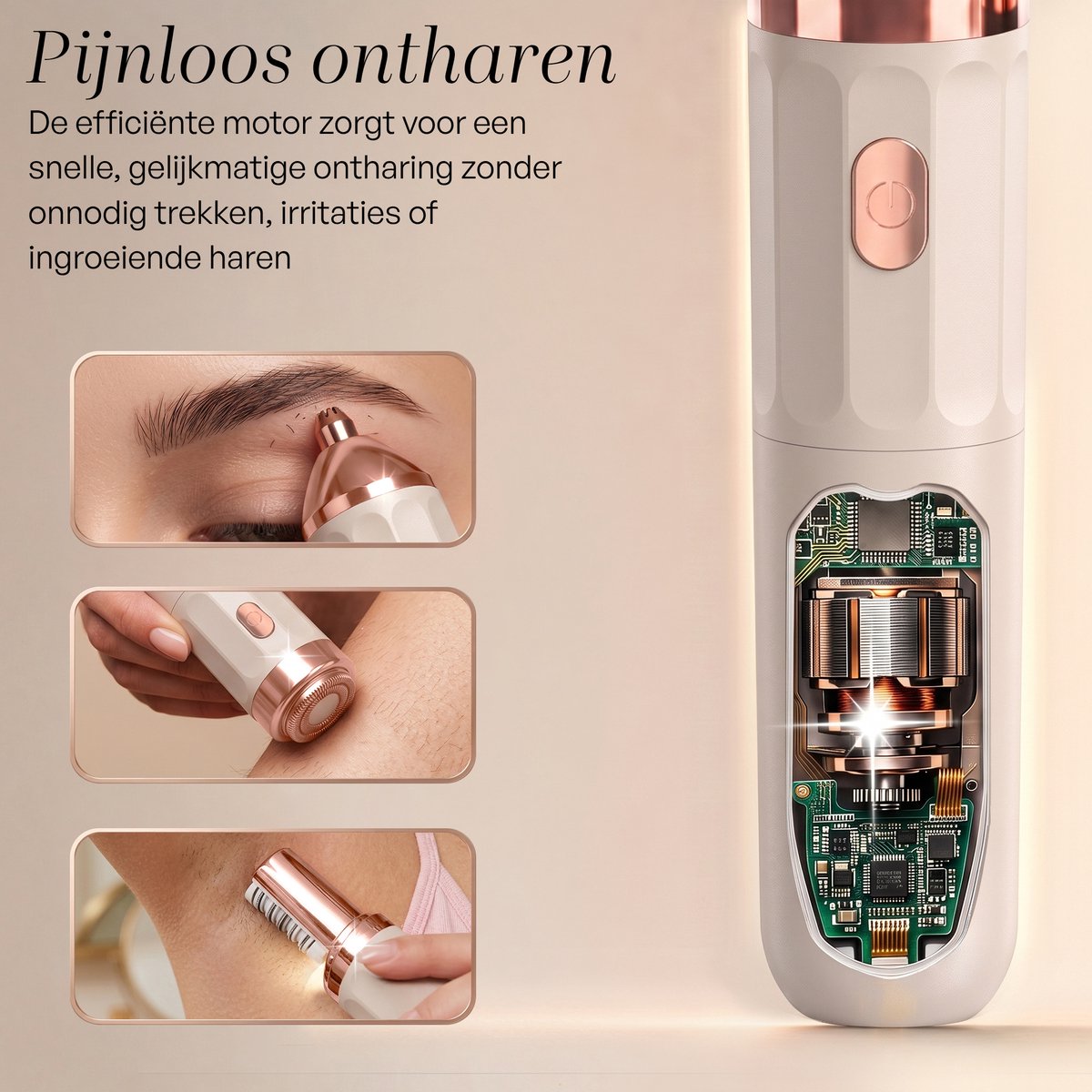 Sansbeauté 3 in 1 Epilator voor Vrouwen PocketPRO Complete met Travel Bag - Epileerapparaat Dames - Epilator - Gezichtsepilator Vrouw - Gezichtsontharing Dames - Epilator Gezicht - Epilator Dames - Gezichtsepilator dames - Oplaadbaar - Rosé Gold thumbnail 2