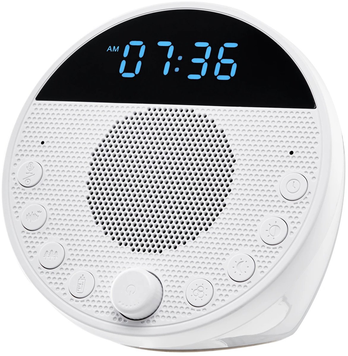 Novix White noice machine - Wake up light - Slaap trainer - wekker - 7 kleuren - 5 in 1 witte ruis machine - Wit met zwart