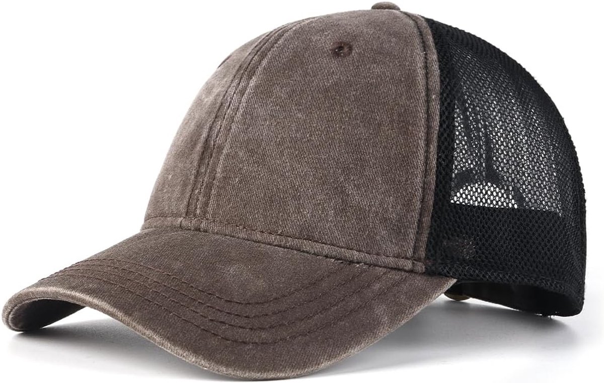 X-Large Gewassen Trucker Caps Hoeden Vintage Mesh Baseball Cap Oude Look Running Cap Koeling Sport Hoeden Fit Hoofd 21.5"-25.5"