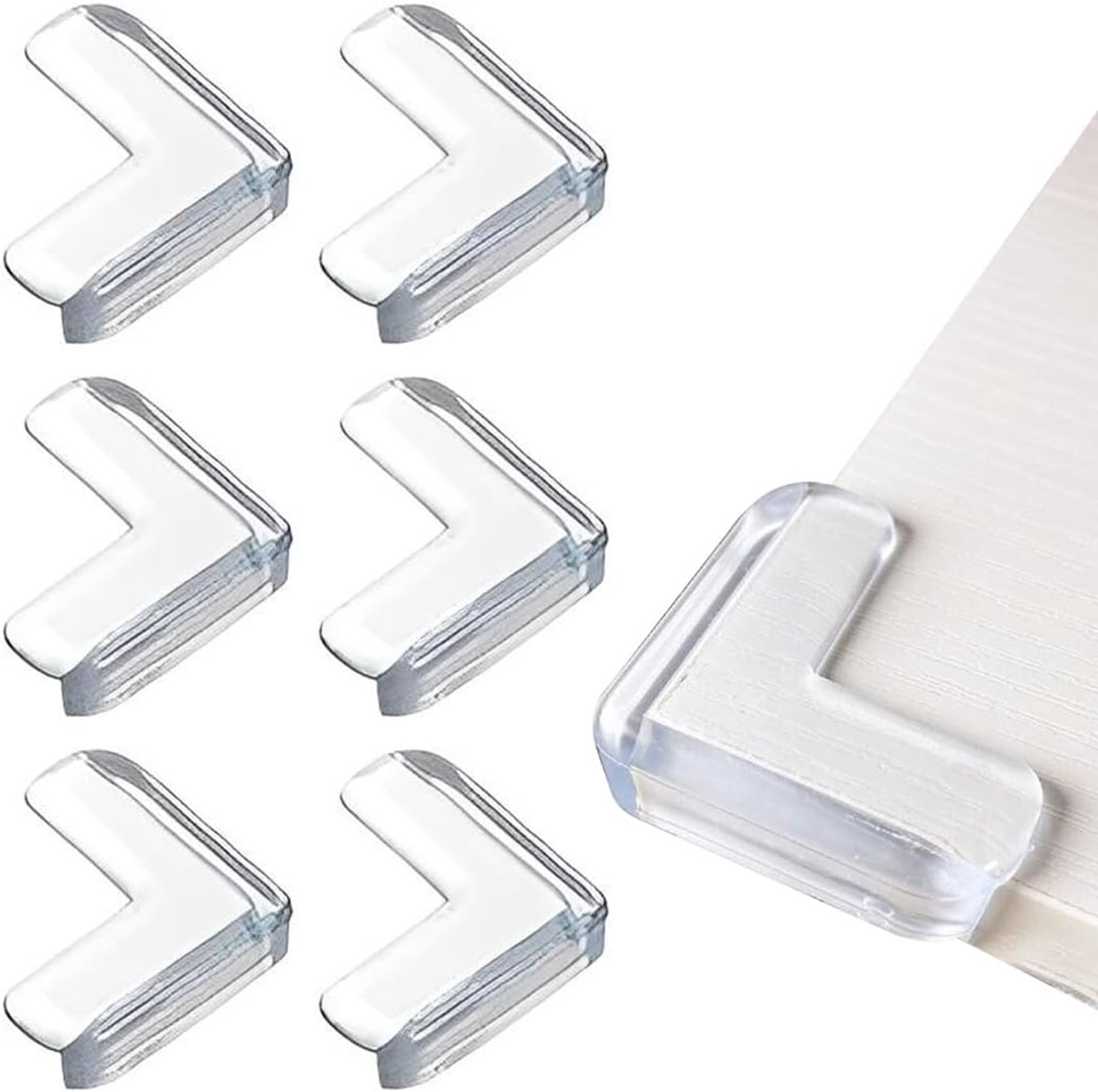 6 stuks randbescherming voor kinderen, randbescherming, zelfklevend, transparant, voor kinderen, tafelveiligheid, hoekbescherming, voor verschillende meubels, veiligheid bamboe
