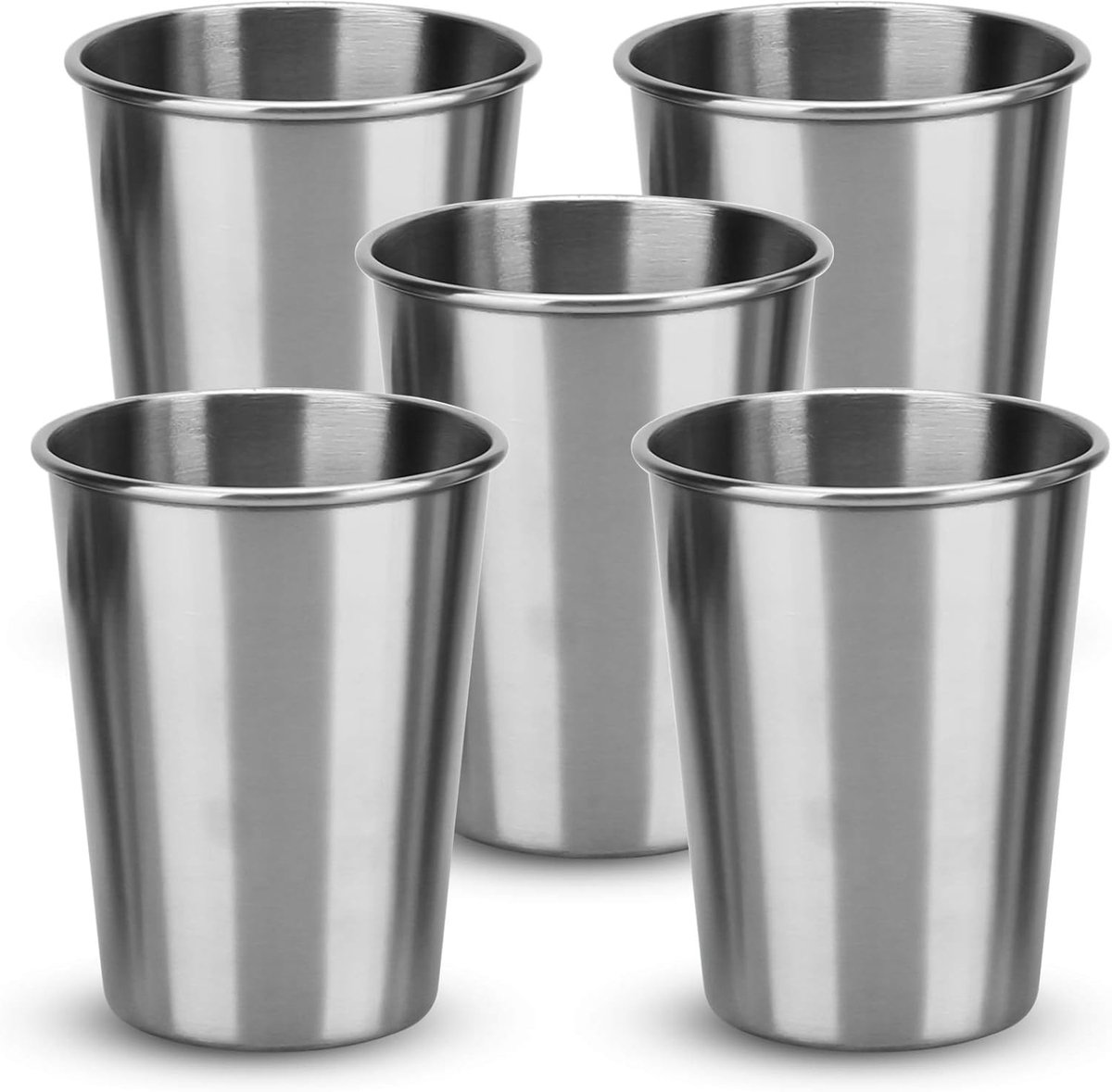 5x stapelbare roestvrijstalen mokken in 155 ml - Camping Outdoor metalen mok beker glas drinken mok reismok- herbruikbaar, splintervrij BAP-vrij zonder plastic geschikt voor kinderen