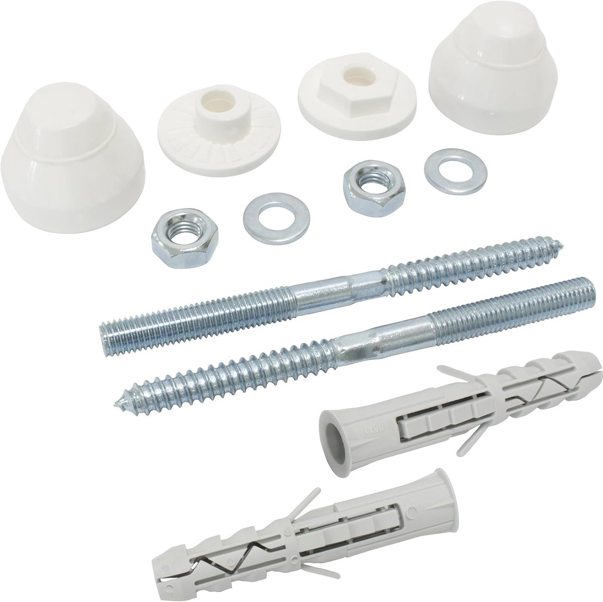 - C67234 - bevestigingsset (12-delig) voor urinoir schroeven/bouten Ø10x140mm dubbele schroefdraad - pluggen Ø14x80mm polyamide - sanitair toilet beton baksteen
