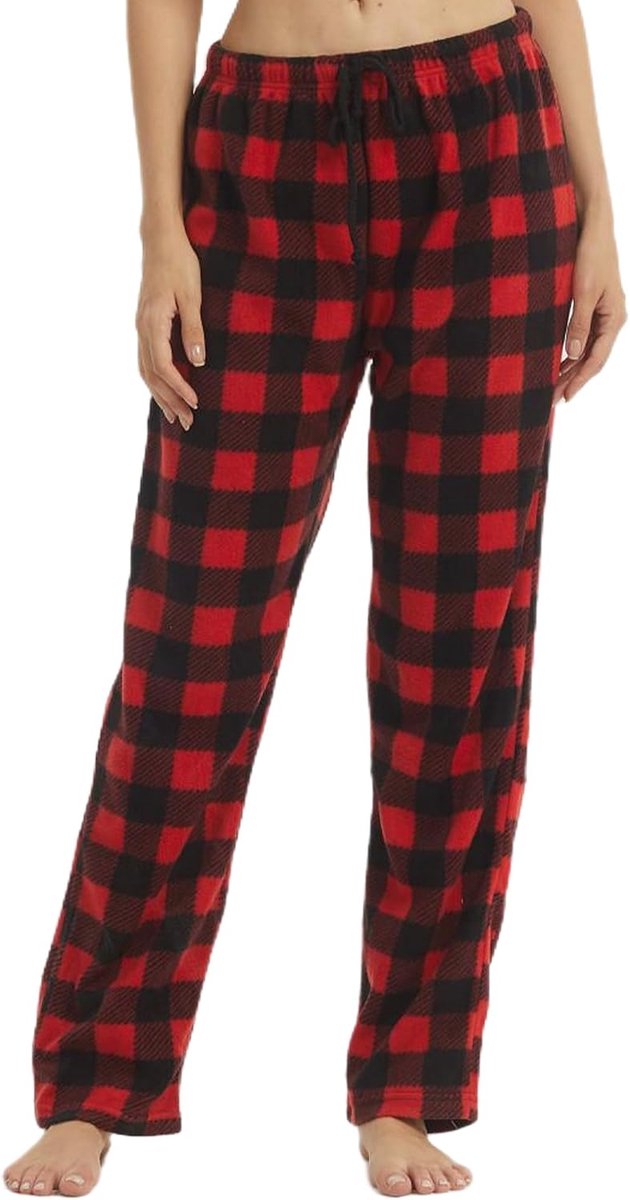 Pyjamabroek voor dames, 1-2 stuks, lang, fleece, geruit, pyjamabroek, winter, zacht, nachtkleding, pyjamabroek, zachte vrijetijdsbroek, kerstpyjama met trekkoord