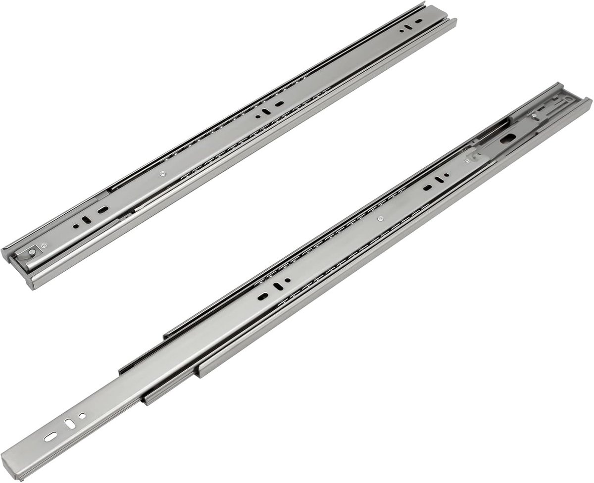 1 paar (2 stuks) volledig uittrekbare ladegeleiders, 40 cm, stabiele ladegeleiders met zelfsluitende kogelgeleiding, draagkracht 35 kg
