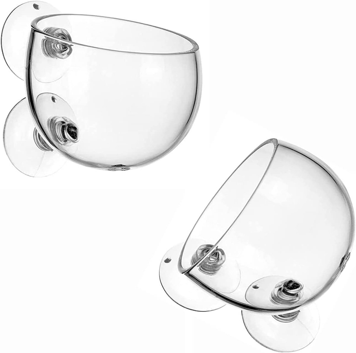 2-Pack Crystal Glass Aquatic Plant Cup Pot Houder, Aquarium Tank Live Plant Glas PotRed Garnalen Houder Met 2 Sukkels, Fish Tank Aquascape Decor