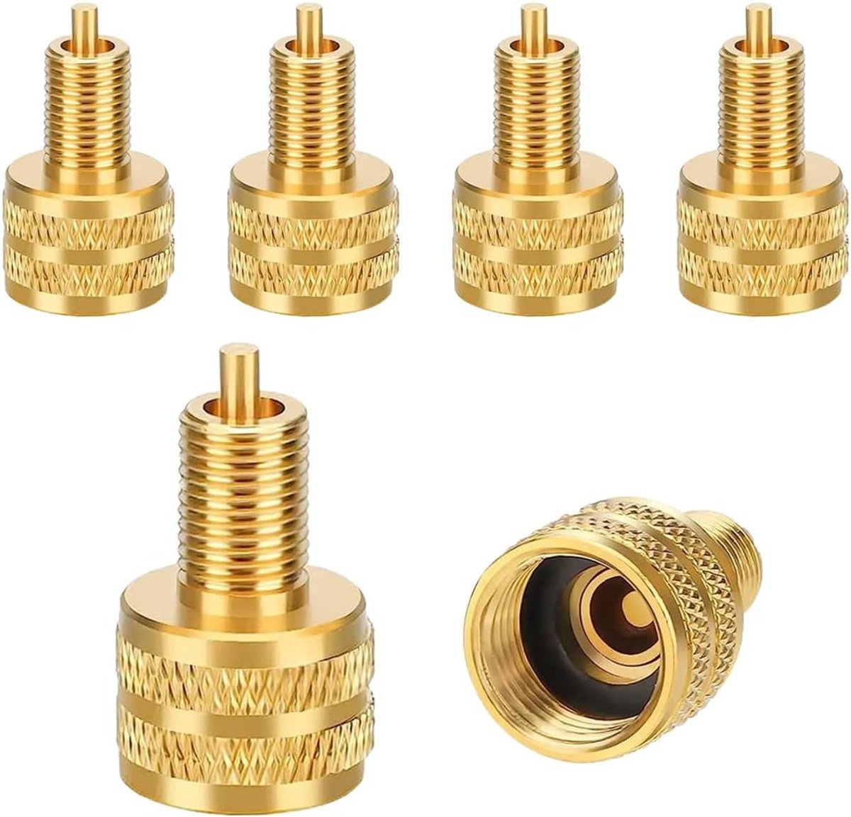 6 Stuks Externe Grote Boring Valve naar Standaard Boring Adapter, Messing Valve Stem Adapter, Grote Boring Band Klep Reducer Adapter Externe, Universele Buitenaccessoires voor Auto Vrachtwagens