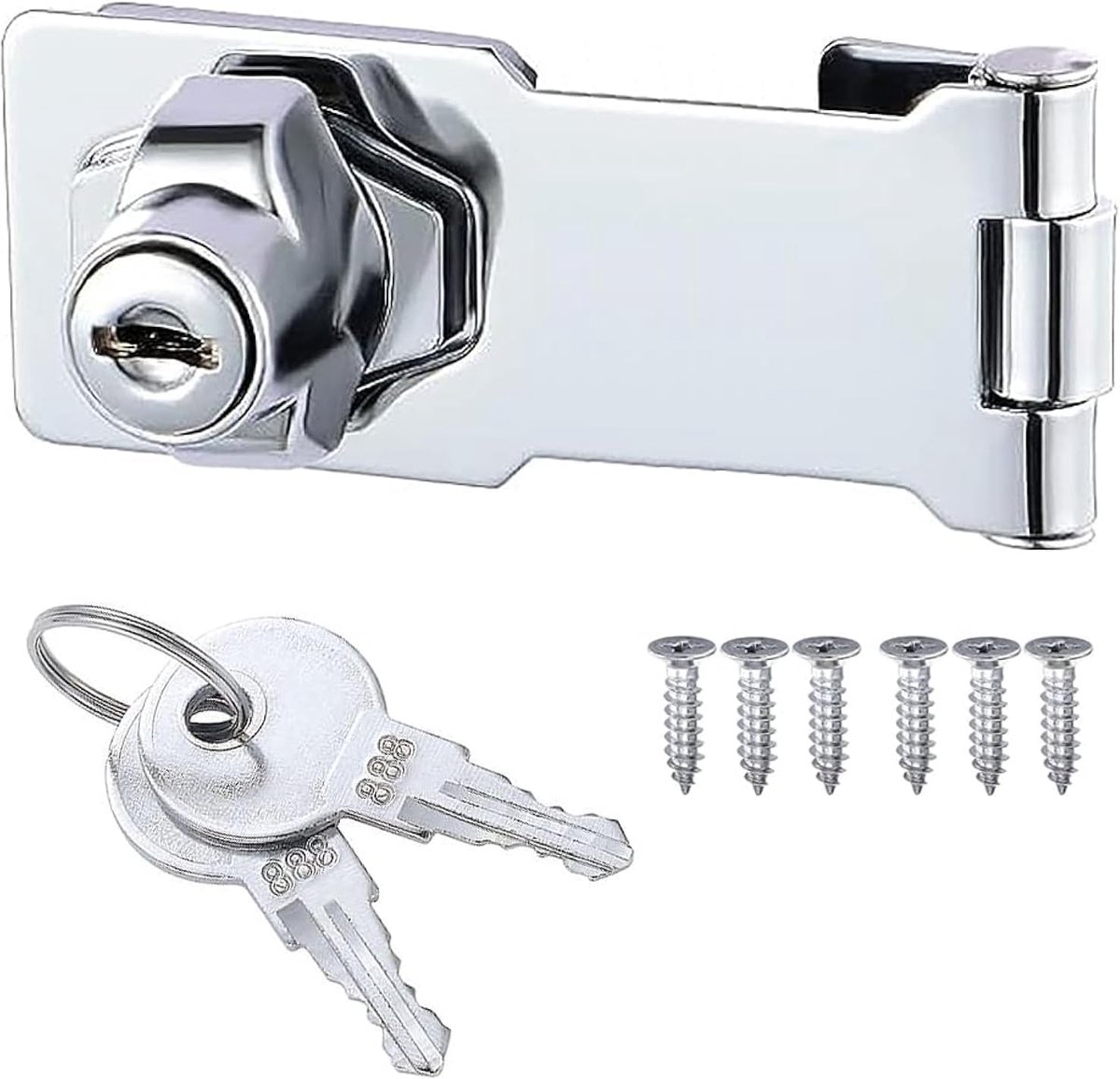 Sleutelslot en nietje met hangslot draaiknop deurvergrendeling bout hasp | Schuur Lock Deurslot Hasp Gesloten Gelijke Hoek Twist Knop Vergrendeling Hasp Deursluiting Gate Lock voor Kast Lade 7,5 cm