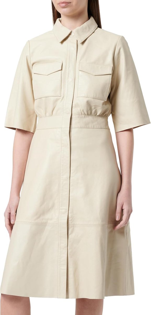 faina Dames leren jurk 19227086-FA01, WOLLWISS, XS, leren jurk, XS