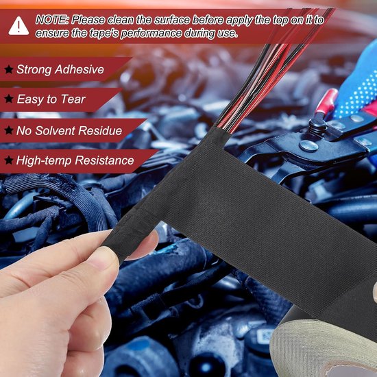 Acetaatweefseltape, 18 mm x 30 meter, zwart isolatieweefsel, plakband voor laptop, elektrisch, auto, gitaarreparatie, kabelboom — afbeelding 2