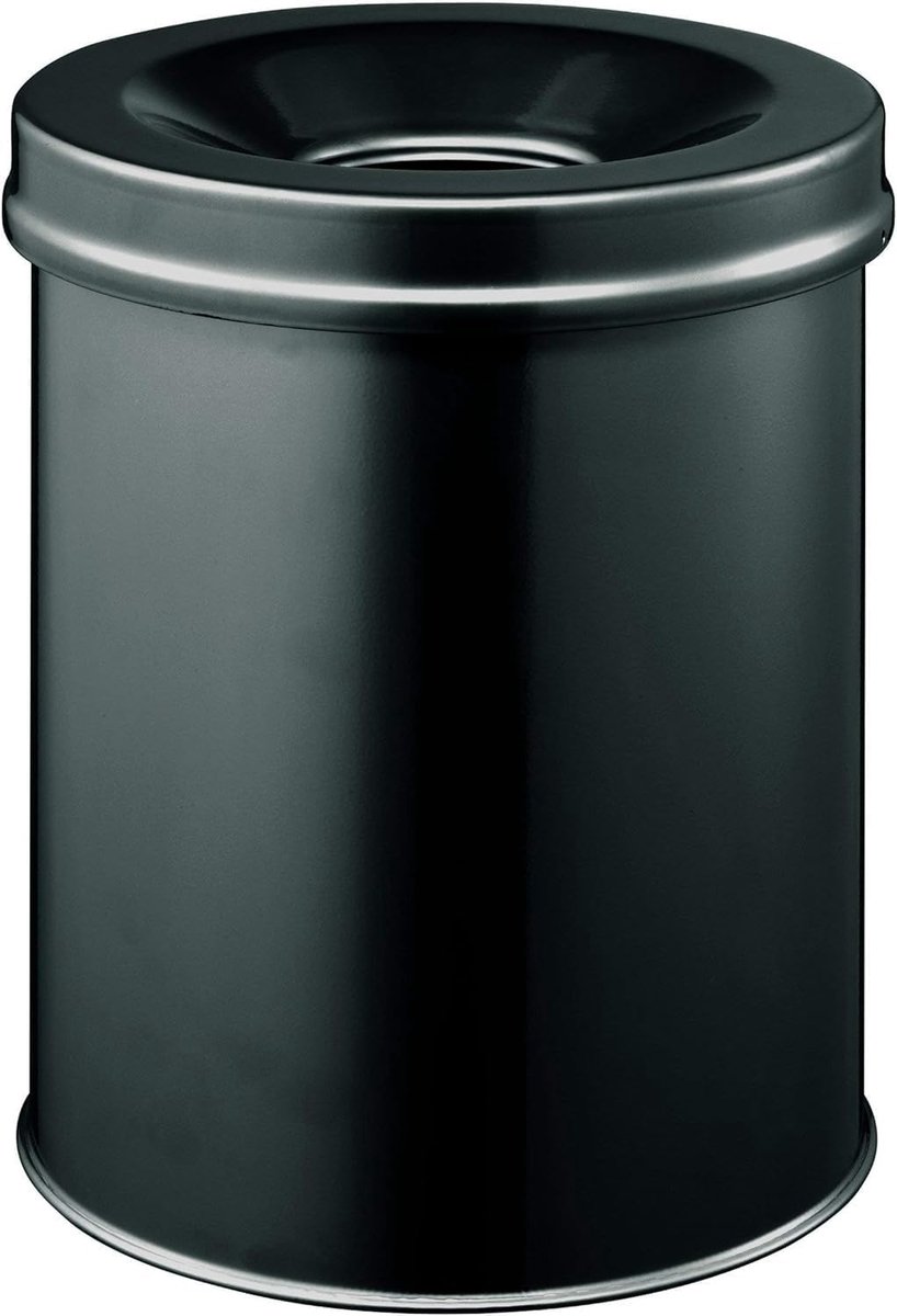 330501 Prullenbak SAFE, rond, 15 liter, zwart