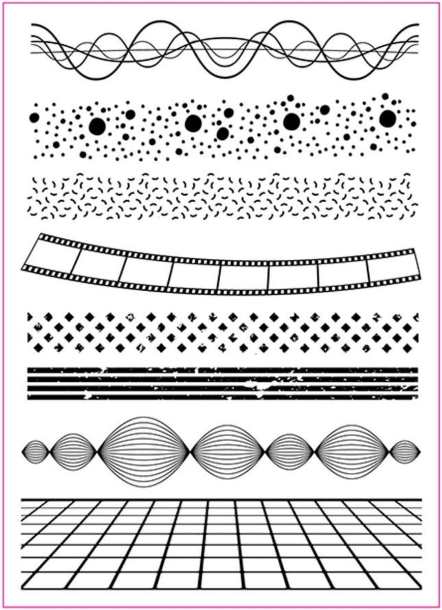 Tegel Achtergrond Duidelijke Stempels voor Kaarten Maken of Journaling, Stippen Lijnen Golven Grenzen Siliconen Rubber Stempels voor Scrapbooking Tijdschriften Papier