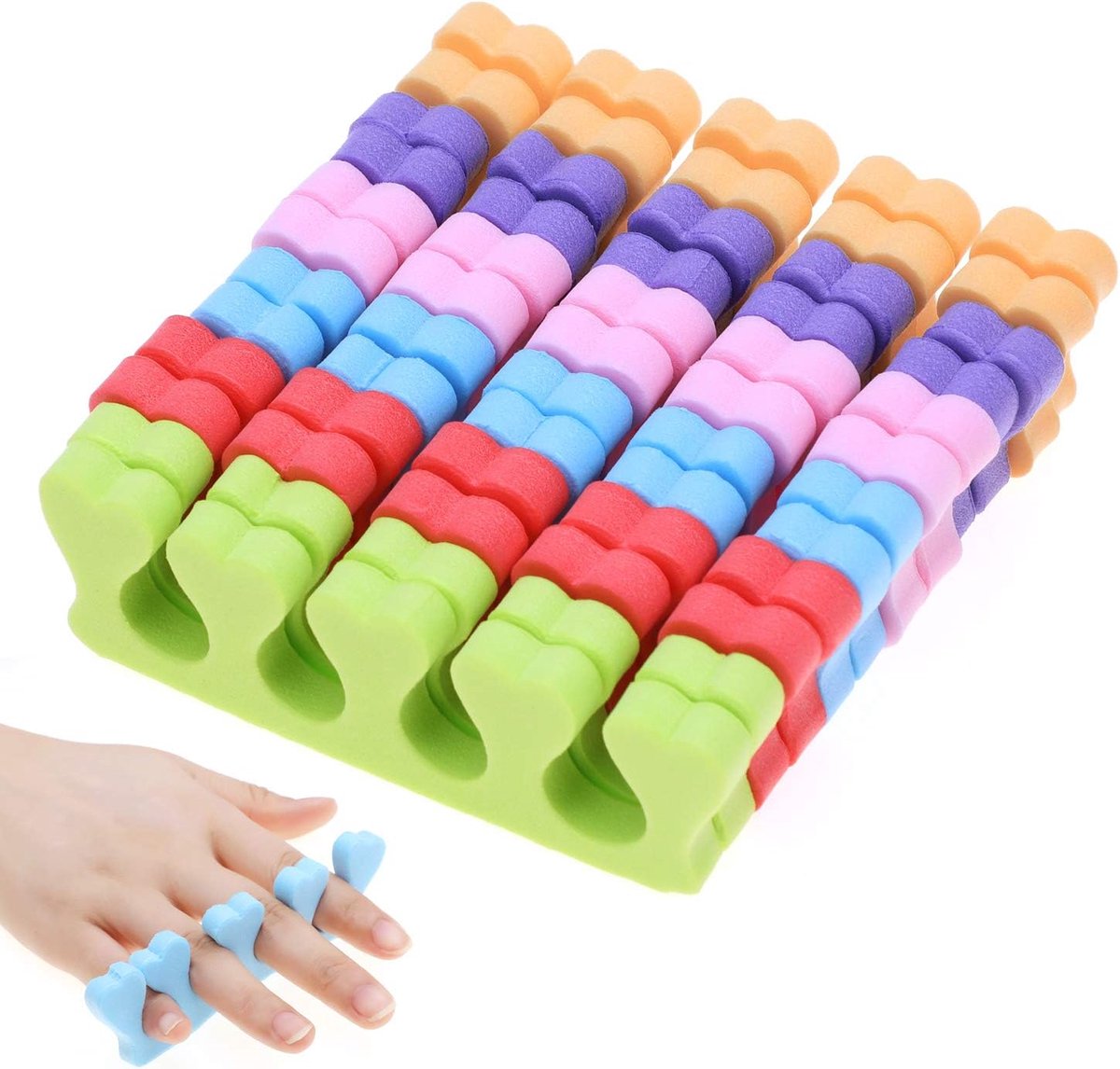 Set van 6 paar teenseparators voor nail art