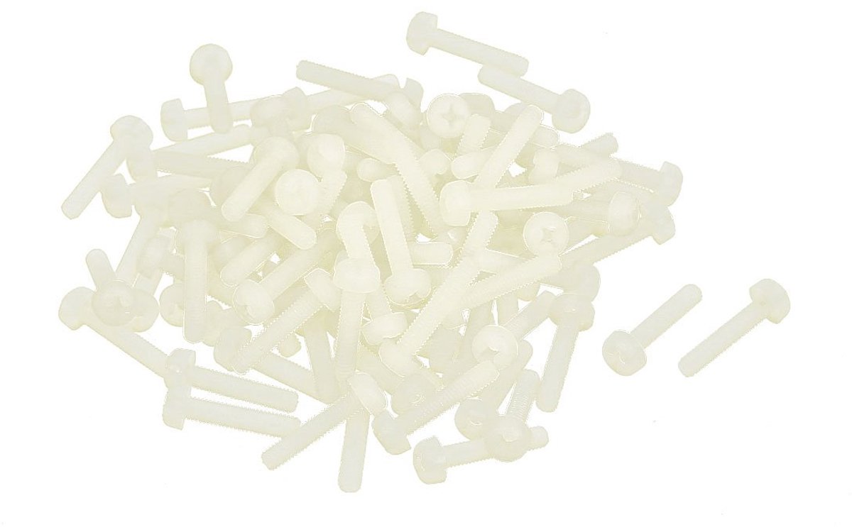 M3 x 15mm Nylon Phillips Ronde Hoofd Machine Schroeven Bouten Beige 100 stks