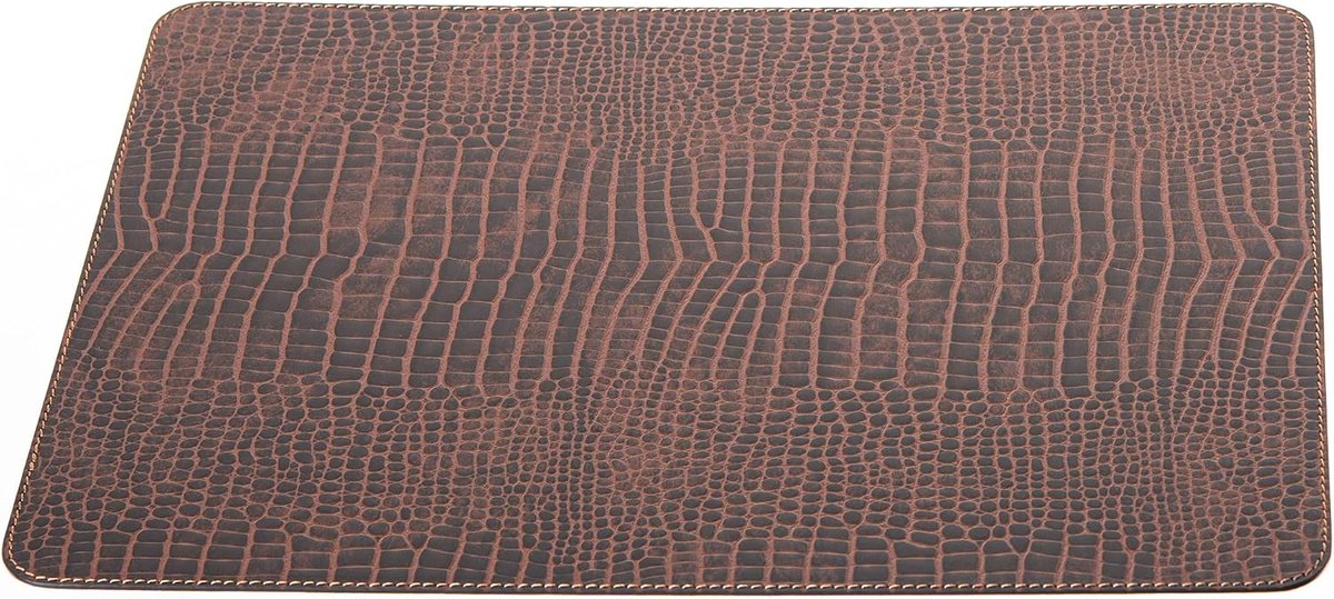 Placemats en onderzetters (set van 4) van gerecycled leer, placemats, 4 stuks placemats en 4 onderzetters, placemats en onderzetters 10 x 10 cm (40 x 30 cm, Crocko)