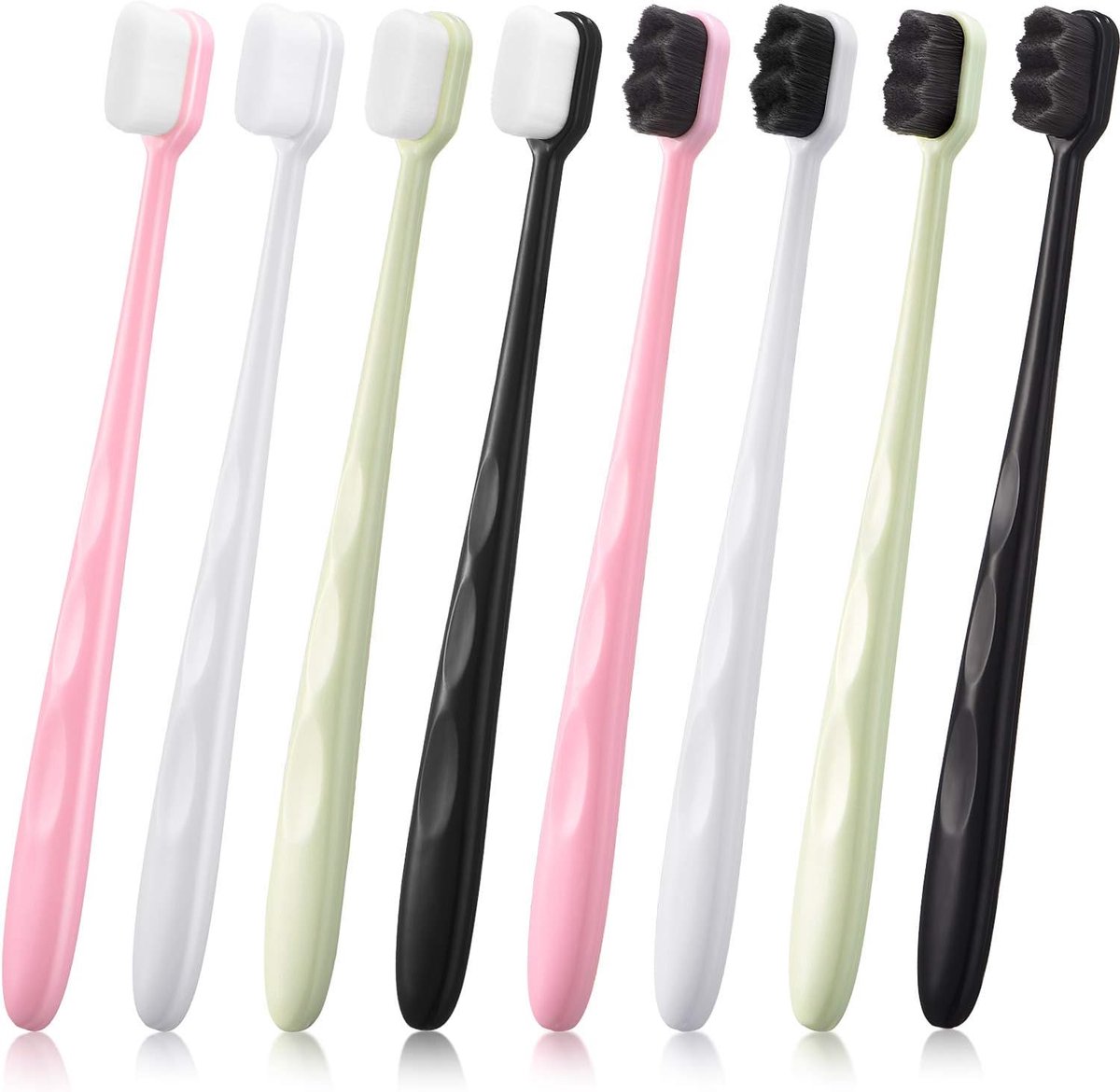 8 stuks extra zachte tandenborstel, zachte borstel, tandenborstel voor volwassenen, micro nanotandzijde, tandenborstel voor breekbare tanden, mond, rubber receptie