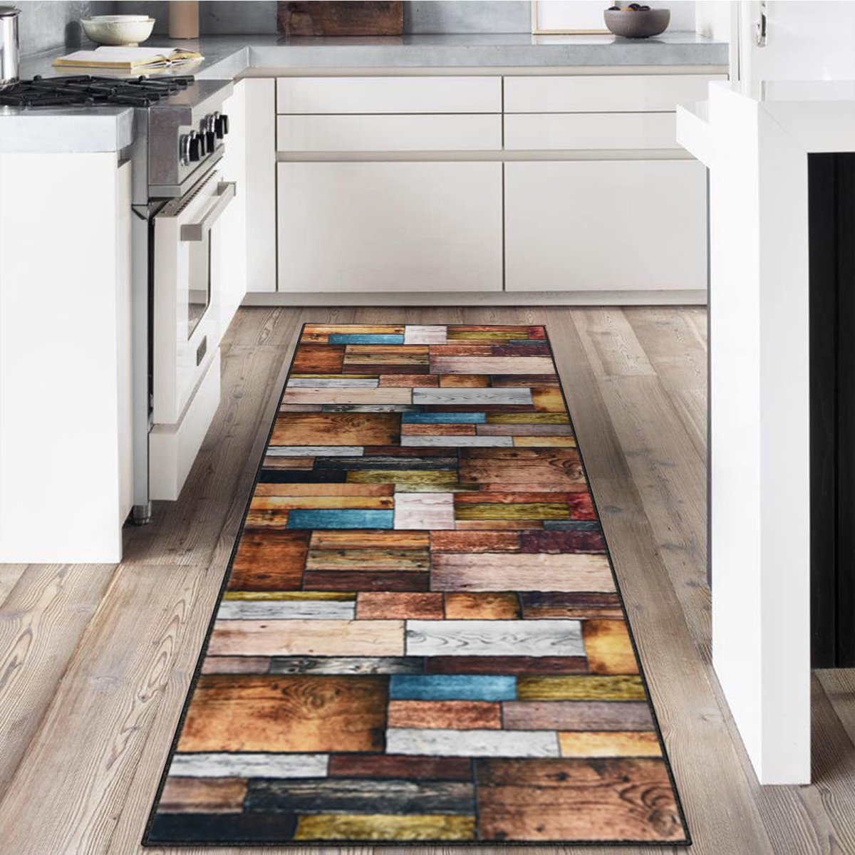 Loper voor de gang 60x250cm, wasbare kortfluweel tapijt met antislip rubberen achterkant. Hoogwaardige keukenloper voor entree, wasruimte en appartementshal