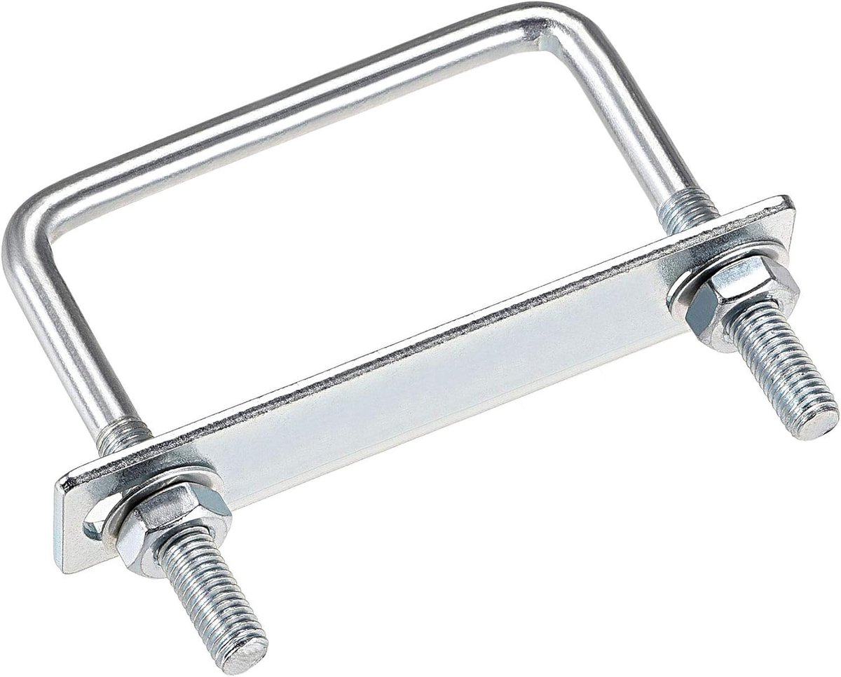 U-bouten 3-5/8" (92 mm) binnenbreedte koolstofstaal M8 met moeren, frameplaat, ronde sluitringen
