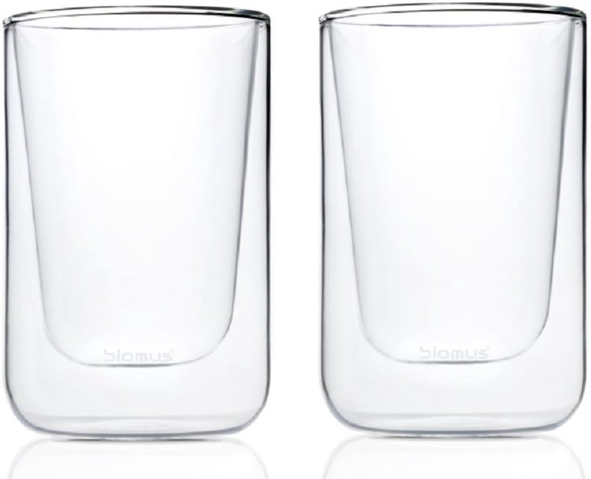 blomus -NERO- set van 2 cappuccino-glazen van glas, 250 ml inhoud, dubbelwandig thermoglas, zwevend/zwevend effect, vaatwasmachinebestendig (H x B x D: 11,5 x 7,5 x 7,5 cm, glas, 63654)