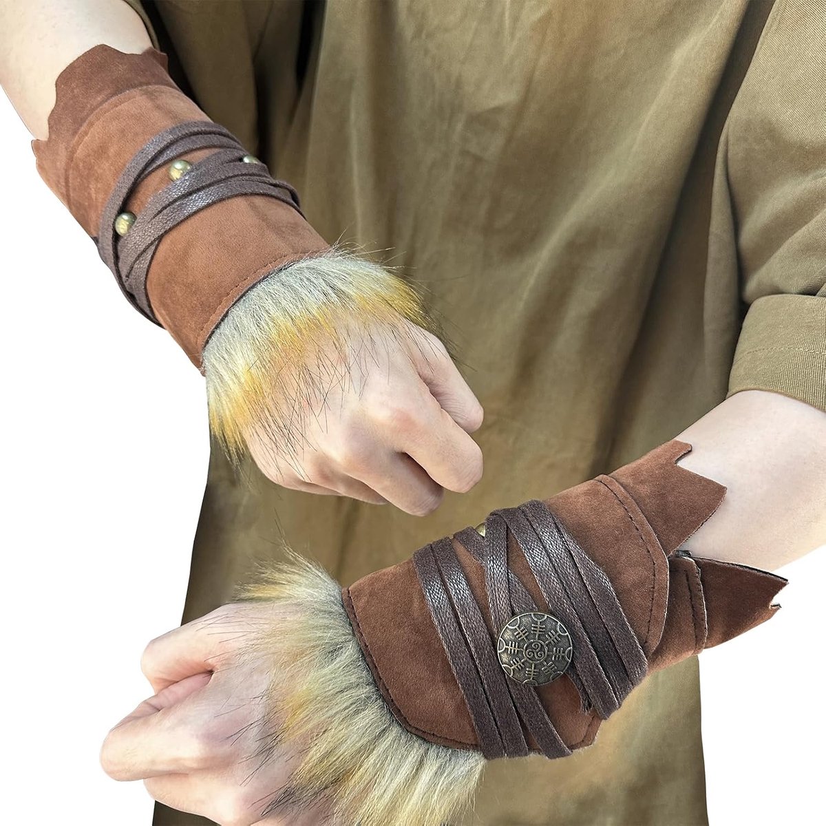 Middeleeuwse Suède Arm Wraps, Renaissance kunstbont beugels, Viking polsband boogschieten arm beschermers ridder handboeien