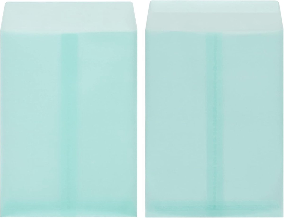Aqua Zelfklevend Plat Vellum Translucent Papieren Enveloppen 4 3/4" x 6 1/2" (12 x 16,5cm) Verpakking 50 - Confetti Kaarten Invitation Foto's Bruiloft
