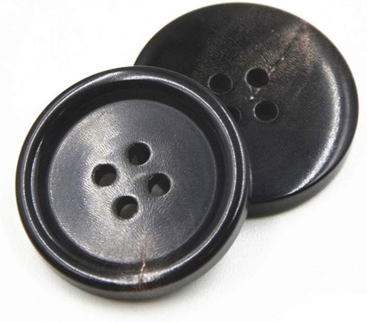 Knopen/naaiknopen, 4 gaten, knoop in knoop voor mannen Chandails, uniform, overhemd, blazer, jas en jas (zwart, 15 mm)