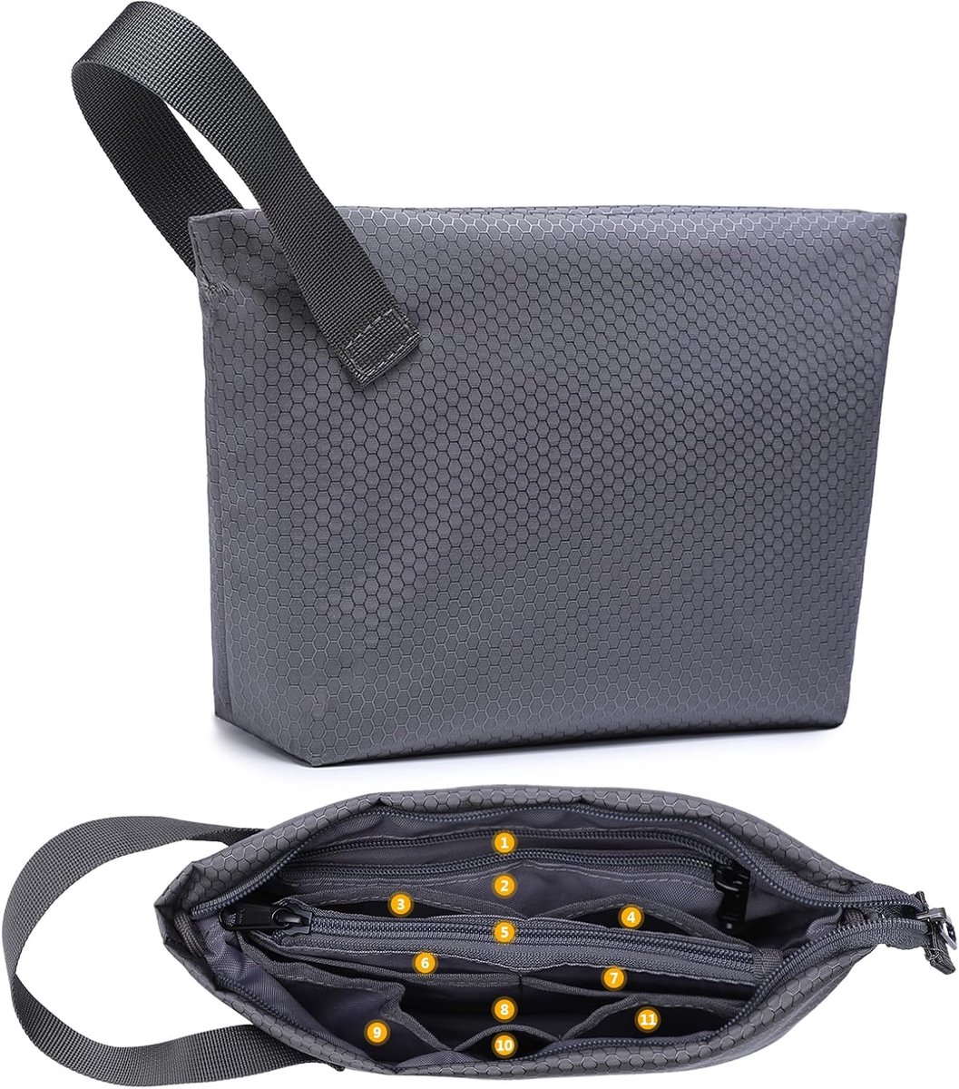 Kabeltas elektronica Tech accessoires, organizer, tas voor oplader, harde schijf, muis, kabel, USB-hub, powerbank, USB-stick, pen, kaarten, gadget, reizen, draagbare draagtas, ruimtegrijs