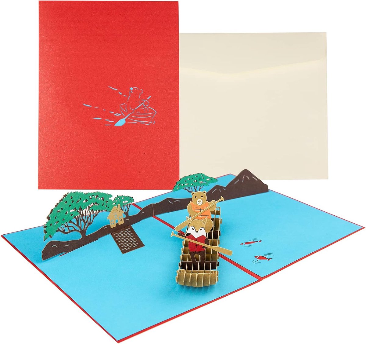 3D Wenskaart met Envelop Creatieve Verjaardagskaart Boot Pop Up Card Fantastische Verjaardagskaart 3D Pop Up Kaarten Handgemaakte Afstuderen Wenskaart voor Kinderen Volwassenen Alle Festivals