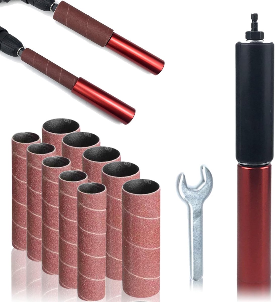 Hulzen voor spindelschuurmachine, 10 stuks spindelschuurhulzen, 3,8 cm doorn aluminiumlegering boor schuurspandoorn kit voor hout metaal