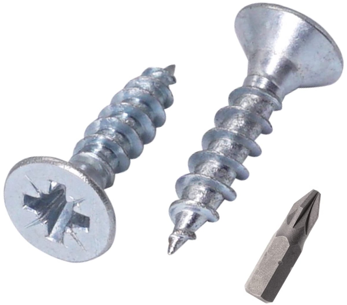 (Pack van 100 stuks) verzinkt staal 4,5 x 20 mm zilveren houtschroeven, Pozidriv verzonken kop, spaanplaat schroeven, PZ volledig schroefdraad (100, 4,5 x 20 mm)