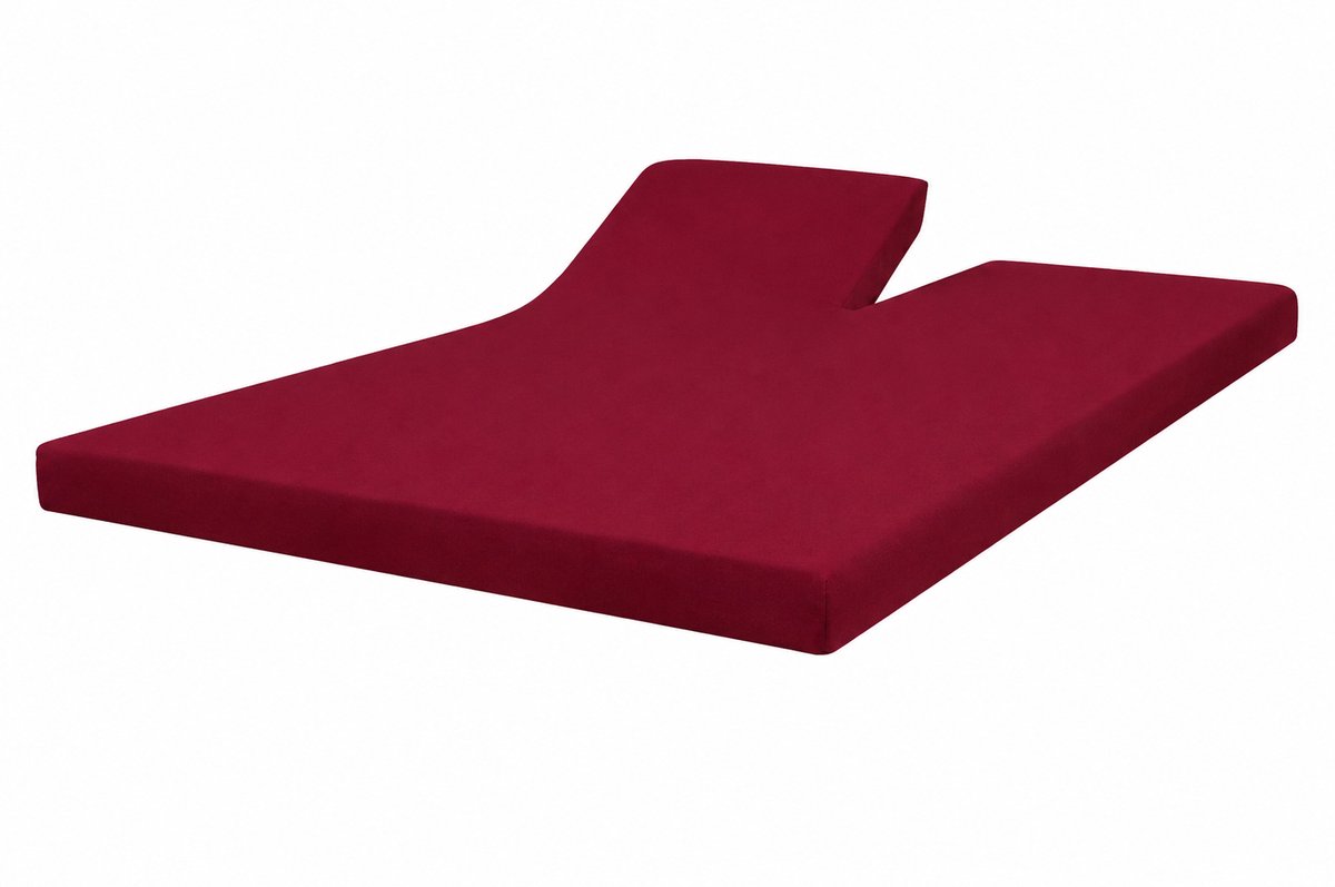 Splittopper Hoeslaken 180x200 cm - 100% Katoen Jersey - Zacht - Rondom elastiek - Hoekhoogte 15 cm - Bordeaux - Ademend, Wasbaar - Anti-Kreuk & Oeko-Tex Gecertificeerd