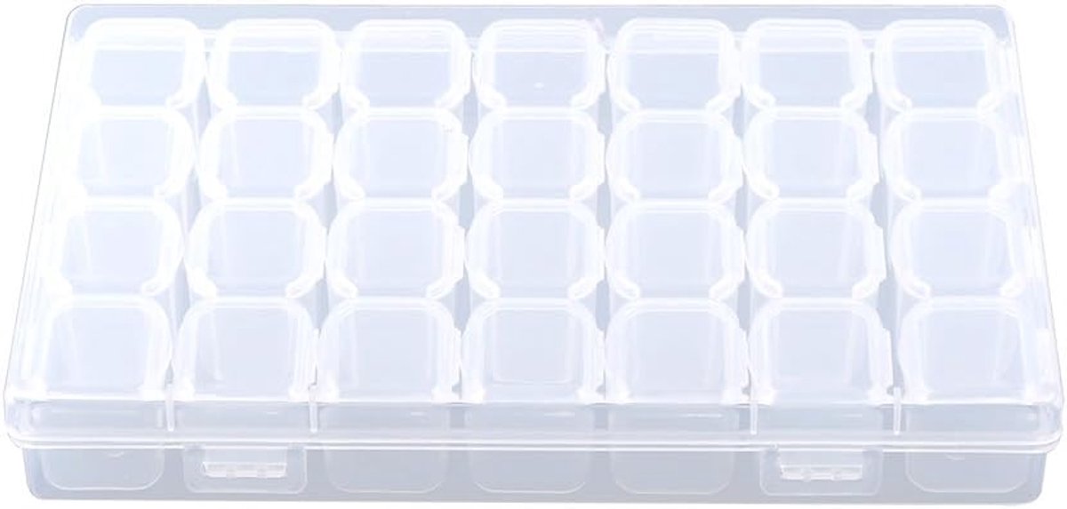 SnelShoppen - Pillendoos 28 Slots - Duidelijke Plastic Medicijnen Organizer - Verstelbare Tabletten Box - Handige Opslag voor Sieraden - Lichtgewicht