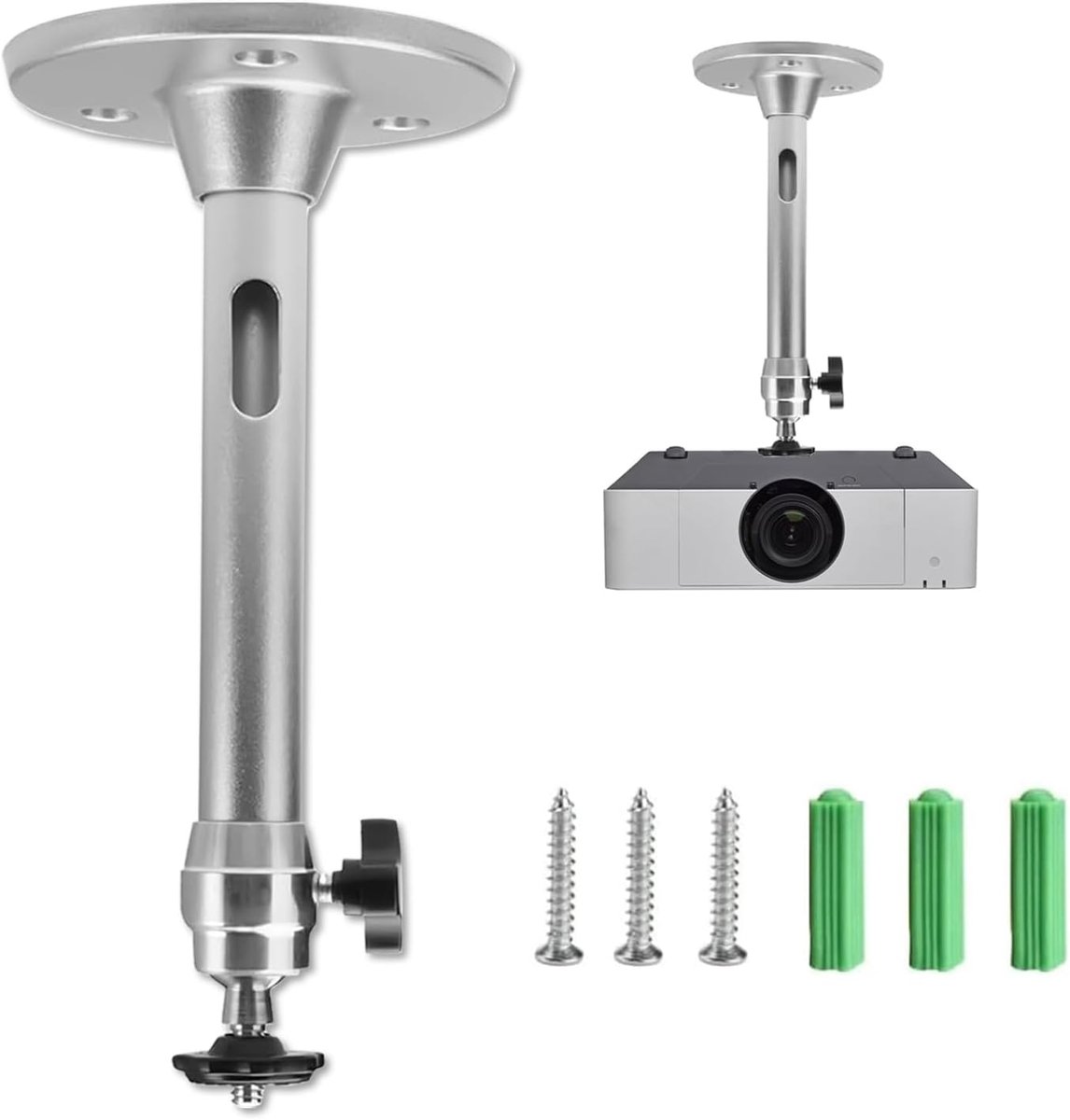 Projector plafondhouder 18 cm - aluminium legering - multi-hoekverstelling - ideaal voor beamer installatie - SnelShoppen