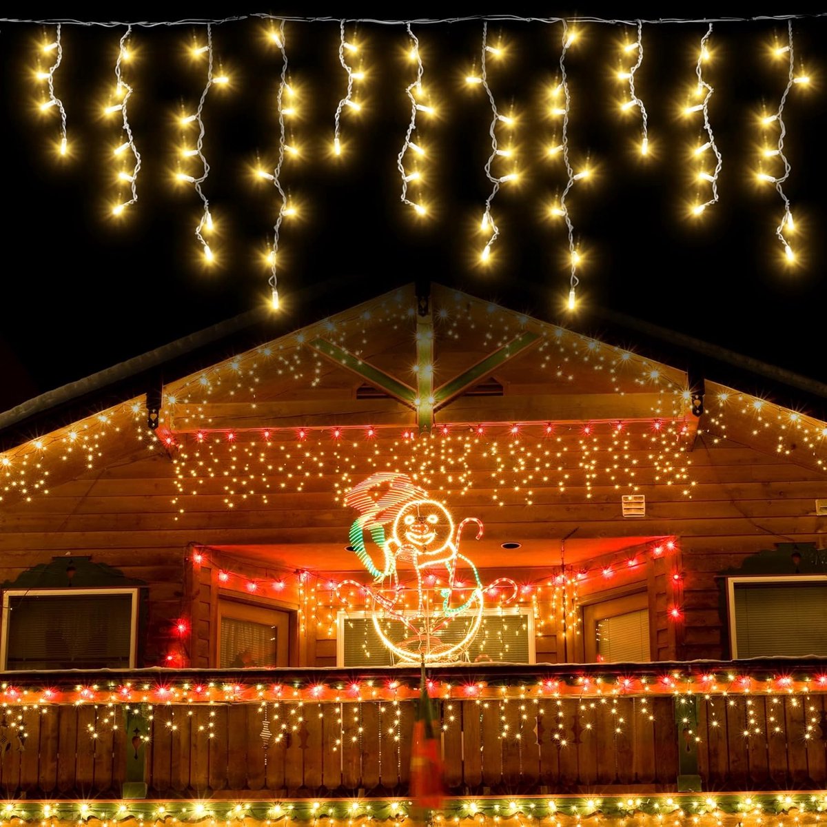 IJsregen lichtketting voor buiten, 15 m, 600 leds, warmwit, ijsregen, kerstverlichting voor buiten, met timer, IP44 - ShopVlot