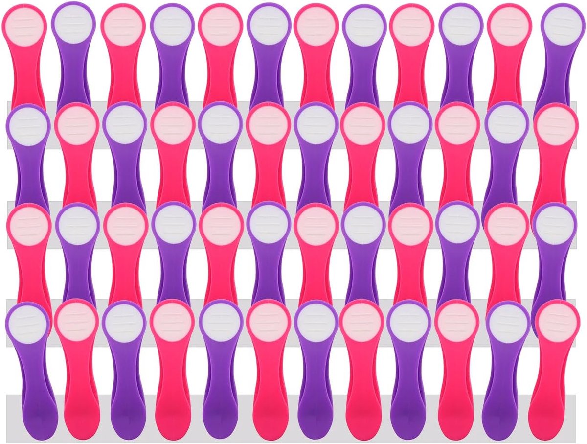 Wasknijpers 48 stuks - RVS met zachte grip - Paars Roze - Sterke veer voor delicate was - SnelShoppen