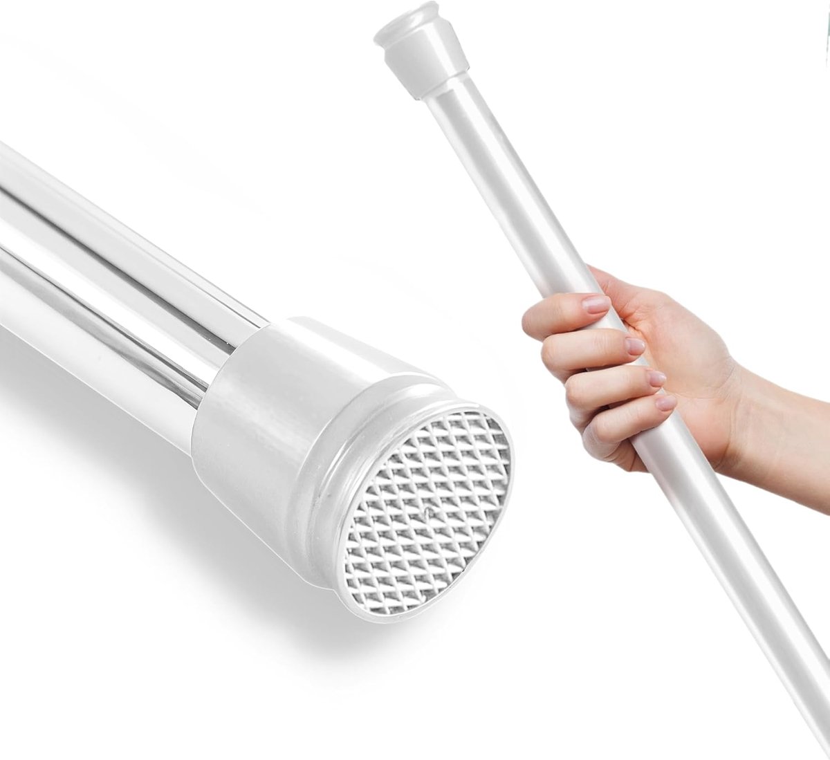 SnelShoppen - Telescopische Stang Uittrekbaar (Wit, 70-120 cm), Zonder Boren en Roesten, Antislip, Verstelbare Douchegordijn Stang, Uittrekbare Kledin
