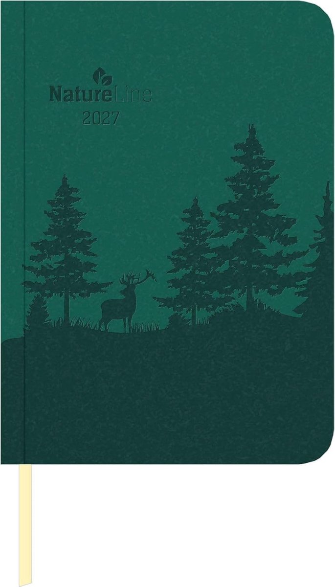 Buchkalender A6 - Wochen-Minitimer Nature Line Forest 2027 - Met notitiegebied en leseband - ShopVlot
