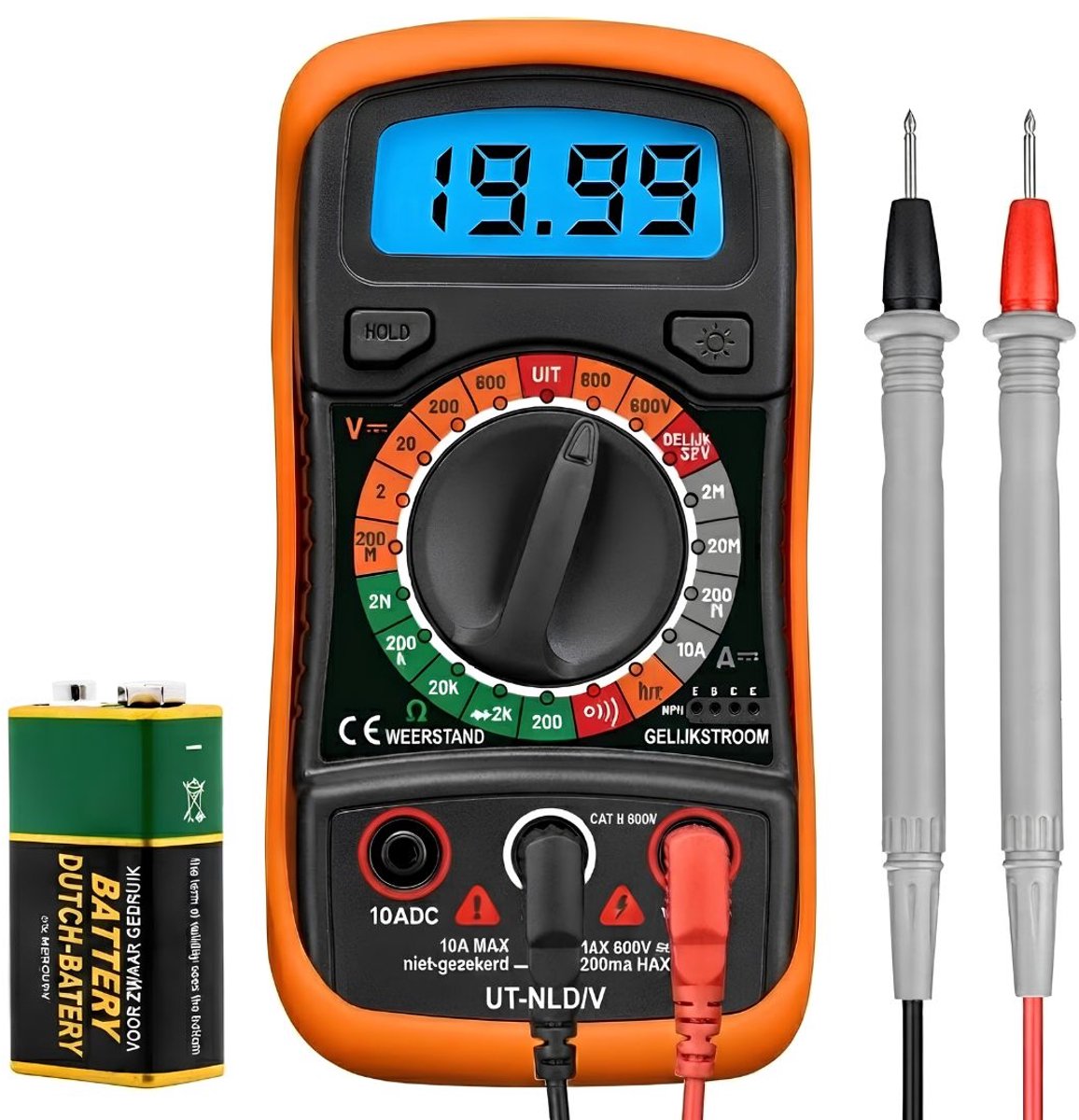 JCP® Multimeter - Multimeter Digitaal - Spanningsmeter - Geel/Zwart - 15cm x 10cm x 5cm